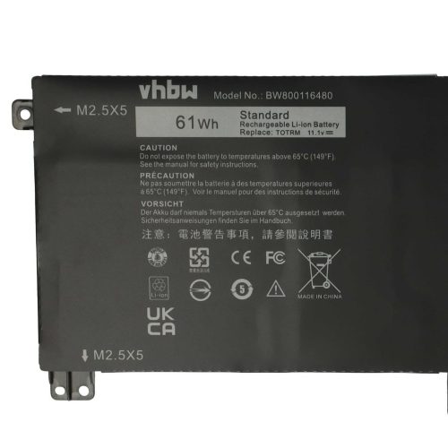 VHBW Notebook akkumulátor  Dell 0H76MY, 245RR, 7D1WJ, 07D1WJ, CN-0T0TRM - 5400 mAh 11,1 V Li-polymer