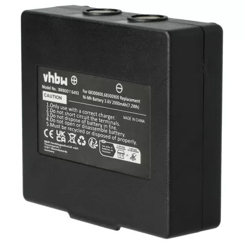 VHBW Remote Control Battery KH68300990, EX2-22 - 2000 mAh 3.6 V NiMH