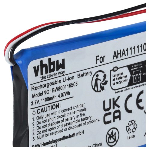 VHBW GPS Battery AHA11111010, AHA1111107, P6 - 1100 mAh 3.7 V Li-Ion