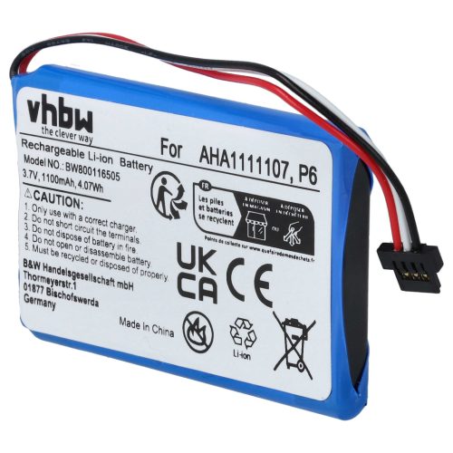 VHBW GPS Battery AHA11111010, AHA1111107, P6 - 1100 mAh 3.7 V Li-Ion