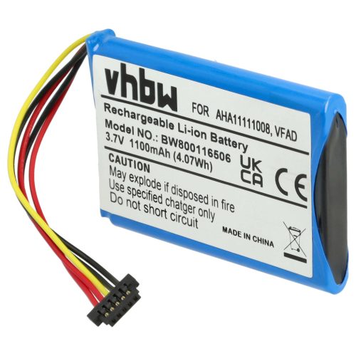 VHBW GPS Akku 4EG0.001.08, 6027A0090721, 6027A0093901, 4EG0.001.17, 4EM0.001.01 - 1100 mAh 3,7 V Li-Ion