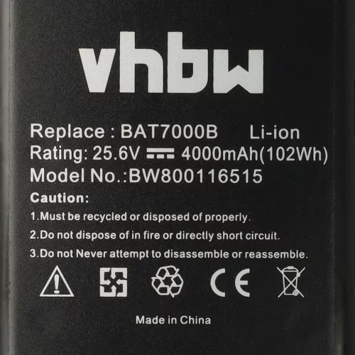 VHBW Robomow MRK7005A Lawn Mower Battery, 8IFR27/66, BAT7000B, BAT7001A - 4000 mAh 25.6 V Li-Ion