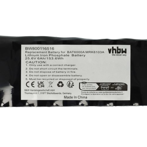 VHBW Battery MRK6103A, MRK6105A, BAT6001B, BAT6000A, BAT6000C - 6000 mAh 25.6 V Li-ion