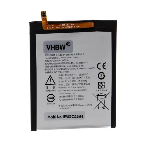VHBW Mobile Phone Battery for Nokia HE316 - 3000 mAh 3.85 V Li-Polymer