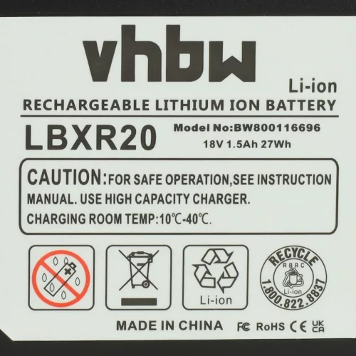 VHBW Akku für Black & Decker Werkzeuge (BL1518) - 18V, Li-Ion, 1500 mAh