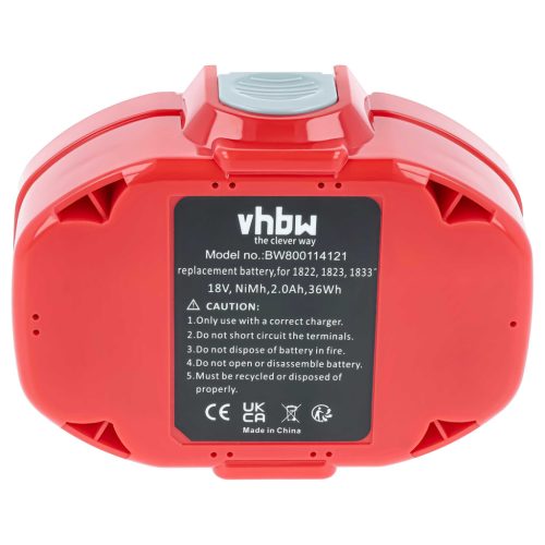 VHBW Electric Tool Battery Makita 1834, 1835F, 1833, 1823, 1822, 1835 - 2000 mAh 18 V NiMH