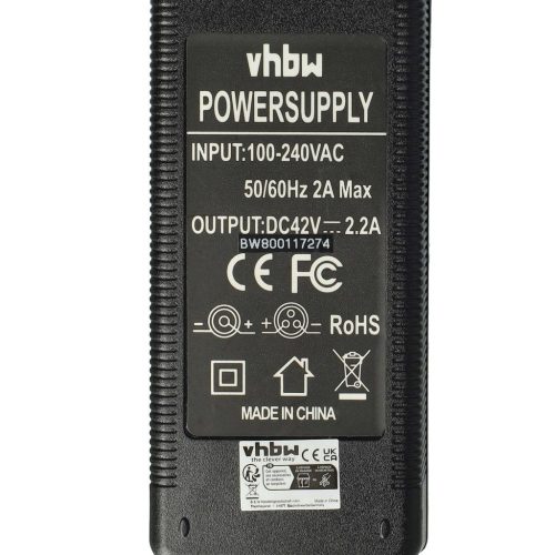 VHBW 42V 2.2A Hálózati töltő 36V-os Li-Ion akkumulátorhoz (Elektromos Kerékpár) XLR 3 Pin