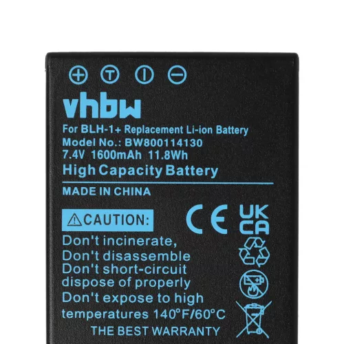 VHBW Battery for Olympus BLH-1 replacement - 1600 mAh 7.4 V Li-Ion