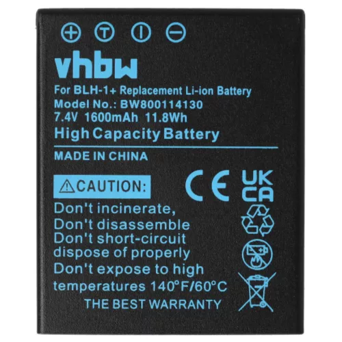 VHBW Battery Olympus BLH-1 replacement - 1600 mAh 7.4 V Li-Ion
