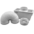 VHBW Kondenzátordoboz Szárítógéphez - Beltéri Kondenzátorkészlet Szellőzőtömlővel, Fehér Adapterrel