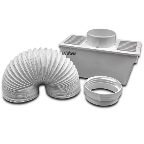 VHBW Kondenzátordoboz Szárítógéphez - Beltéri Kondenzátorkészlet Szellőzőtömlővel, Fehér Adapterrel