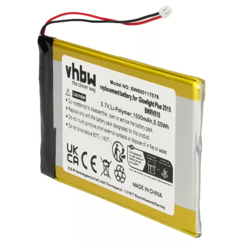 VHBW E-book Reader Battery Tolino Shine 1, 3, 2 HD, Tolino Vision 2, 4 HD - 1500 mAh 3.7 V Li-polymer