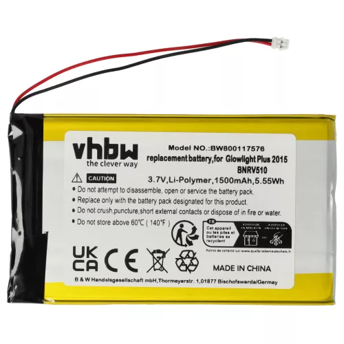VHBW E-book Reader Battery Tolino Shine 1, 3, 2 HD, Tolino Vision 2, 4 HD - 1500 mAh 3.7 V Li-polymer