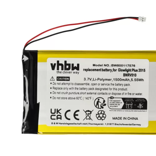VHBW E-book Reader Battery Tolino Shine 1, 3, 2 HD, Tolino Vision 2, 4 HD - 1500 mAh 3.7 V Li-polymer