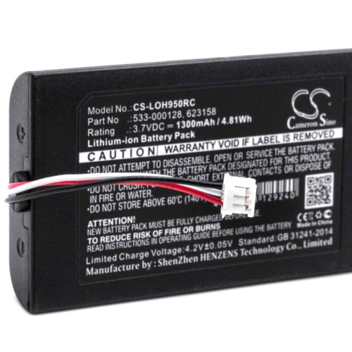VHBW Logitech 623158 Távirányító Akkumulátor, 533-000128, 1300 mAh, 3,7 V, Li-Ion