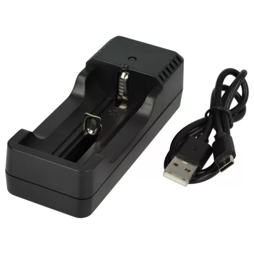 VHBW Micro USB Ladegerät für Lithium Knopfzellen, 14500 Akkuzellen - 4,2 V / 0,65 A