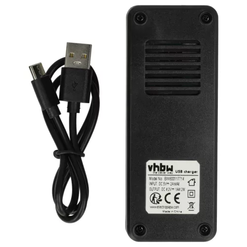 VHBW Micro USB Ladegerät für Lithium Knopfzellen, 14500 Akkuzellen - 4,2 V / 0,65 A