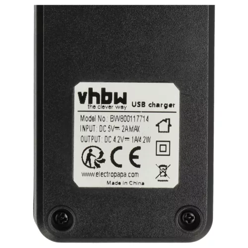 VHBW Micro USB Ladegerät für Lithium Knopfzellen, 14500 Akkuzellen - 4,2 V / 0,65 A