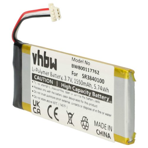VHBW GPS Akku SR3840100, 334432602678 - 1550 mAh 3,7 V Li-Polymer