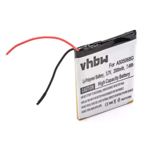 VHBW GPS Battery Navgear A505068G, 100618 E100602-BU50-1-R - 2000 mAh 3.7 V Li-polymer