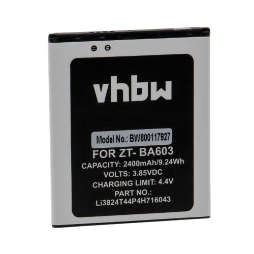 VHBW Mobile Phone Battery ZTE Li3824T44P4H716043 - 2400 mAh 3.85 V Li-Ion - Smartphone Battery