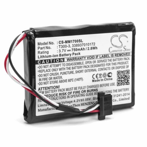 VHBW GPS Akku Magellan 338937010172, T300-3 - 750 mAh 3,7 V Li-Ion