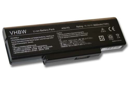 VHBW Notebook akkumulátor  Asus 3UR18650F-2-QC-11, 15G10N3475A0, 261750 - 6600 mAh 11,1 V Li-Ion, fekete