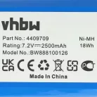 VHBW Akkumulátor iRobot 4409709, GPRHC202N026, W206001001399 - 2500 mAh, 7,2 V, NiMH számára