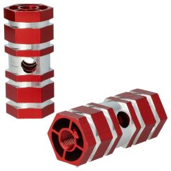   VHBW 2x Footrest for Bicycle, BMX, Mountain Bike - BMX Pegs, 6.6 x 2.5 cm, Red