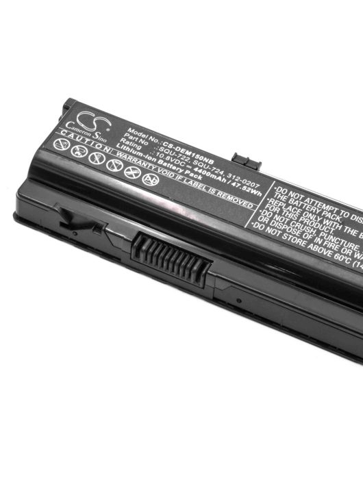 Notebook akkumulátor  Dell 0HC26Y, 0F681T, 0D951T, 312-0207, 0W3VX3 - 4400 mAh 10,8 V Li-Ion, fekete