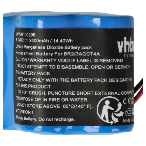 VHBW Ipari Vezérlő Akkumulátor Dantona Matt Pack (barna csatlakozóval) - 2400 mAh 6 V Li-MnO2