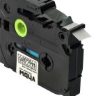 VHBW Label Tape Brother AHe-S131, HGE-S131, HGES131 - 12 mm, Black-Transparent