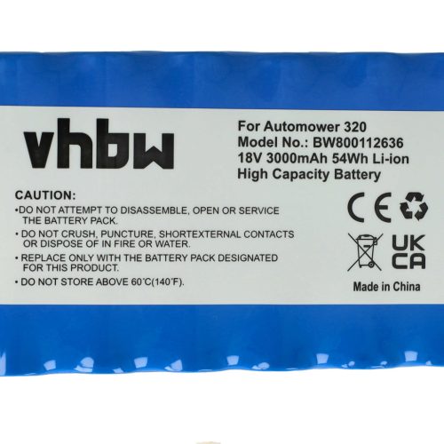 VHBW Battery Husqvarna 580 68 33-01, 580683301, 5806833-01, 580683302 - 3000 mAh 18 V Li-Ion