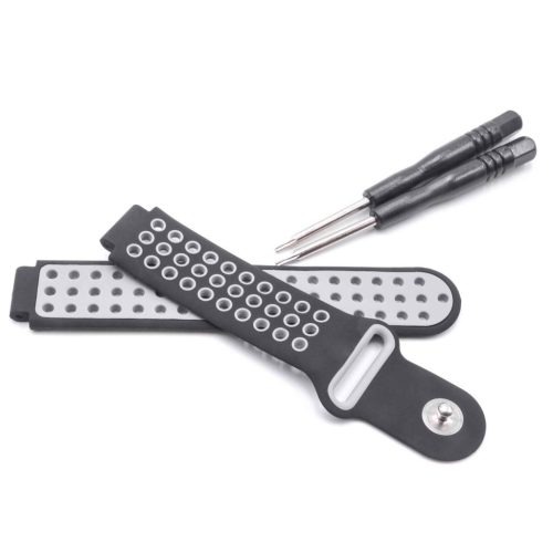 VHBW Garmin Forerunner / Approach csuklópánt - 12 + 11,3 cm, 22 mm, szilikon, fekete, szürke