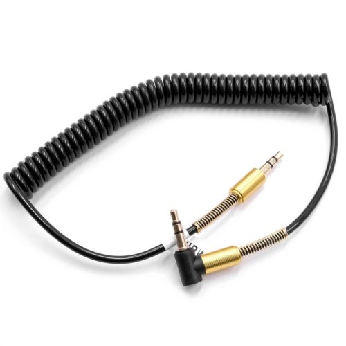 3,5 mm - 3,5 mm AUX Audiokábel Adapter, Apa-Apa, Aranyozott, Derékszögű, Arany/Fekete