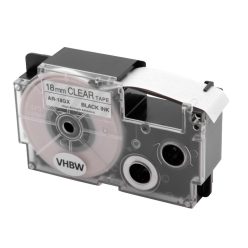   VHBW Casio XR-18GX Etikettenband - 18 mm, Schwarz-Transparent