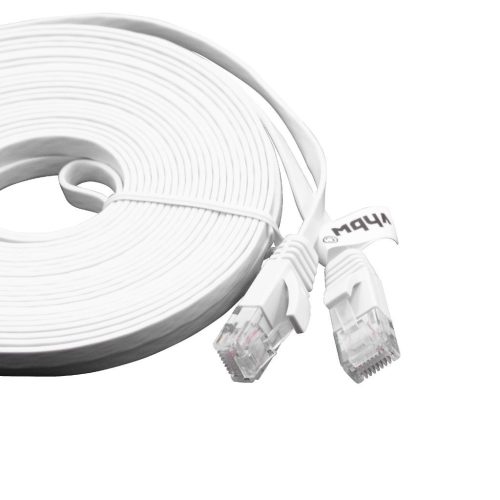 VHBW Ethernet Kábel Cat.6 - 10 m, Fehér, Lapos