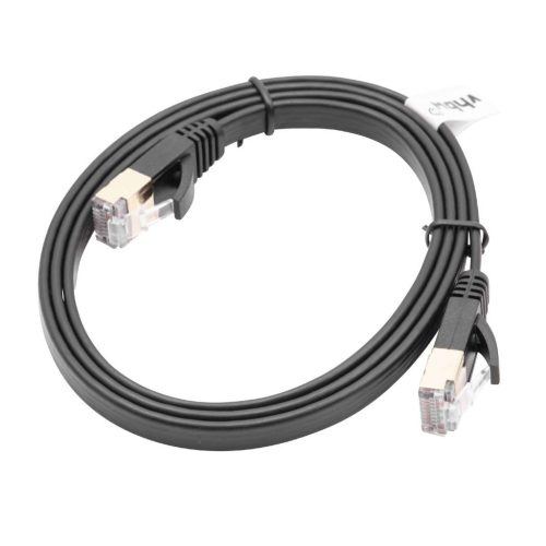 Ethernet Kábel Cat.7 - 1m, Fekete, Lapos