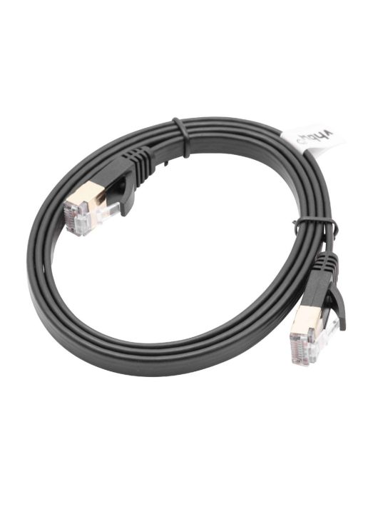 Ethernet Kábel Cat.7 - 1m, Fekete, Lapos