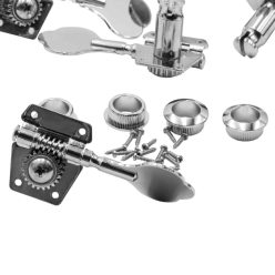   VHBW Bassgitarre Stimmmechanik Kappen 4L - 18,5 mm Bohrung, Silber / Verchromt