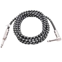   VHBW Guitar Audio Cable - Compatible with 6.35 mm Audio Jack, 3 m, Straight Right Angle, Braided