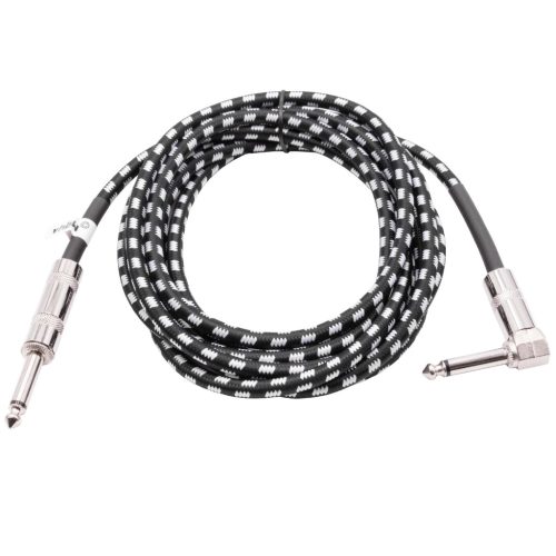 VHBW Guitar Audio Cable - Compatible with 6.35 mm Audio Jack, 3 m, Straight Right Angle, Braided