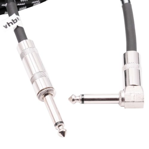 VHBW Guitar Audio Cable - Compatible with 6.35 mm Audio Jack, 3 m, Straight Right Angle, Braided