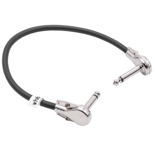 VHBW Guitar Cable 6.35 mm Jack Plug - 15 cm, Flat, Black/Silver