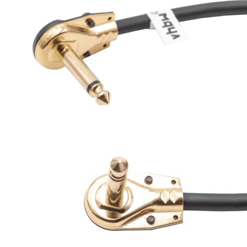 VHBW Guitar Cable 6.35 mm Jack Plug - 30 cm, Flat, Gold/Black