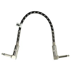   VHBW Guitar Cable 6.35 mm Jack Plug - 30 cm, Braided, White/Silver