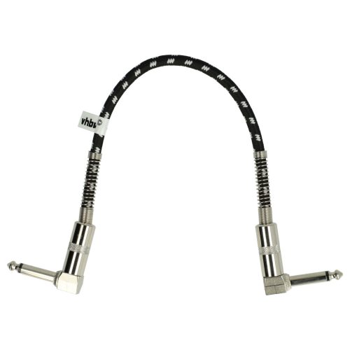 VHBW Guitar Cable 6.35 mm Jack Plug - 30 cm, Braided, White/Silver