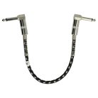 VHBW Guitar Cable 6.35 mm Jack Plug - 30 cm, Braided, White/Silver