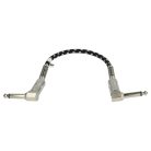 VHBW Guitar Cable 6.35 mm Jack Plug - 30 cm, Braided, White/Silver