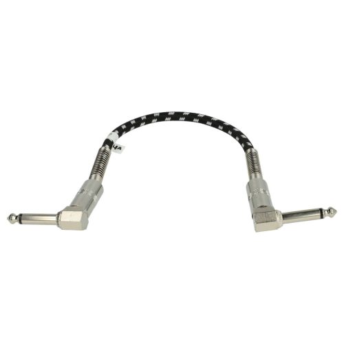 VHBW Guitar Cable 6.35 mm Jack Plug - 30 cm, Braided, White/Silver